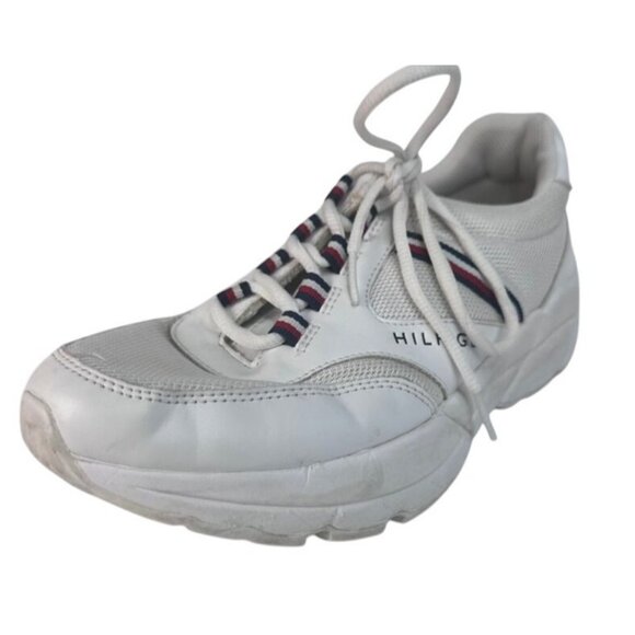 Tommy Hilfiger Sneakers Womens 8.5M WhiteLeather Sole Retro Classic 90s Y2K - Picture 1 of 9